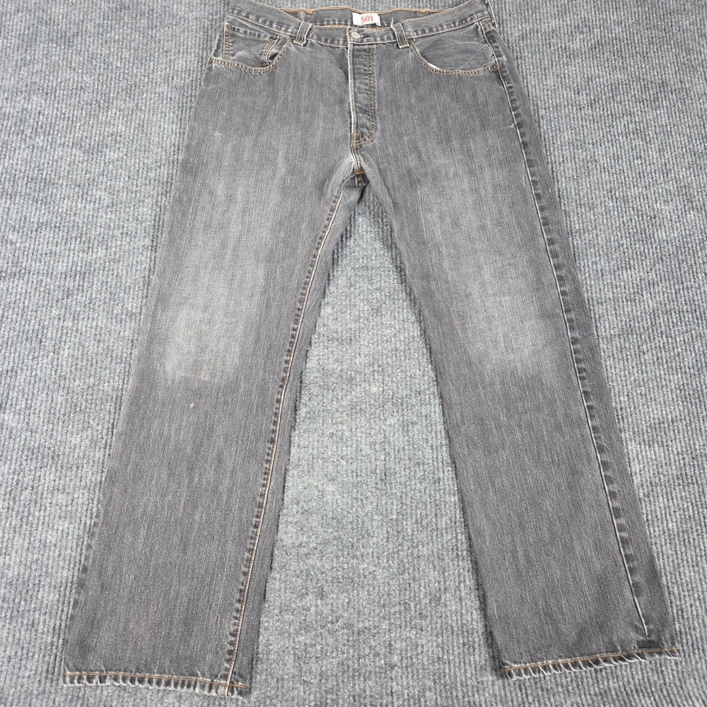 Levis 501 Original Straight Leg Button Fly Grey Denim Jeans Mens W38 L32